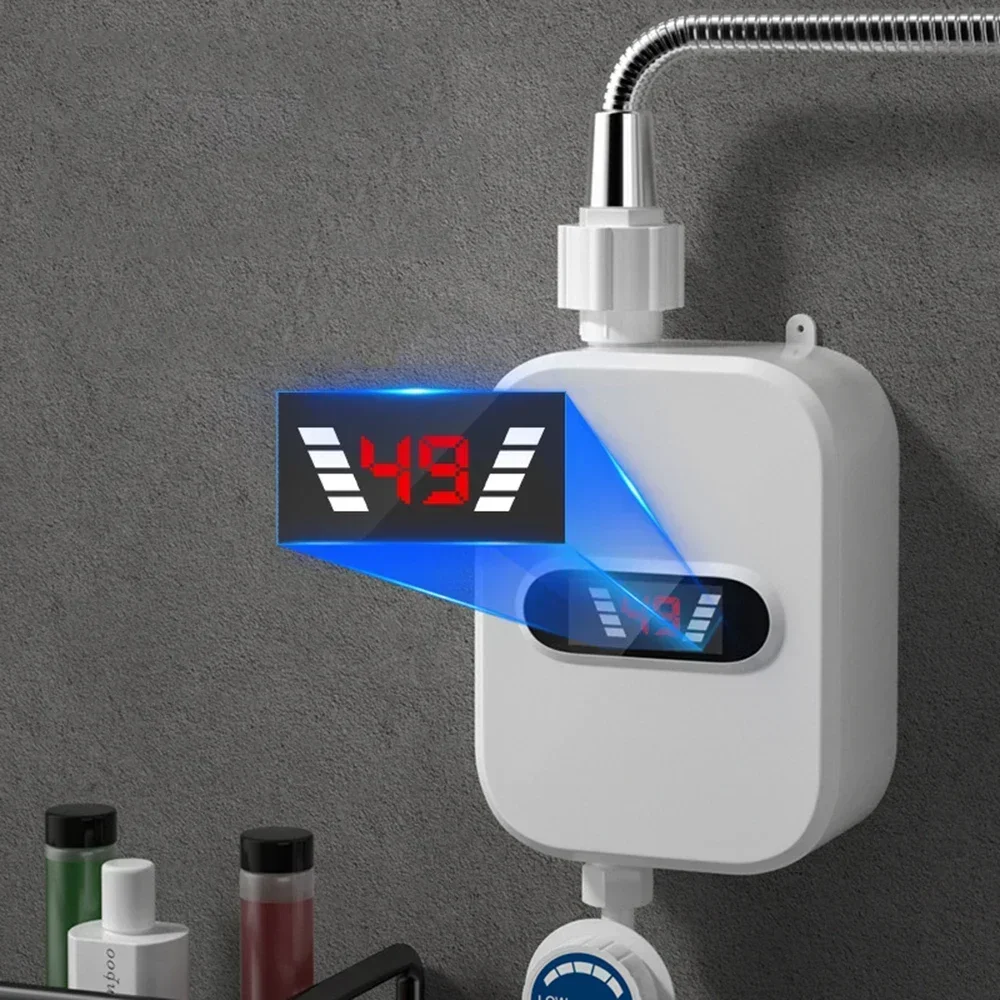 3500W Tankless Mini Hot Water Heater Thermostatic Washing Heating System with Digital Display for Home Kitchen Bathroom