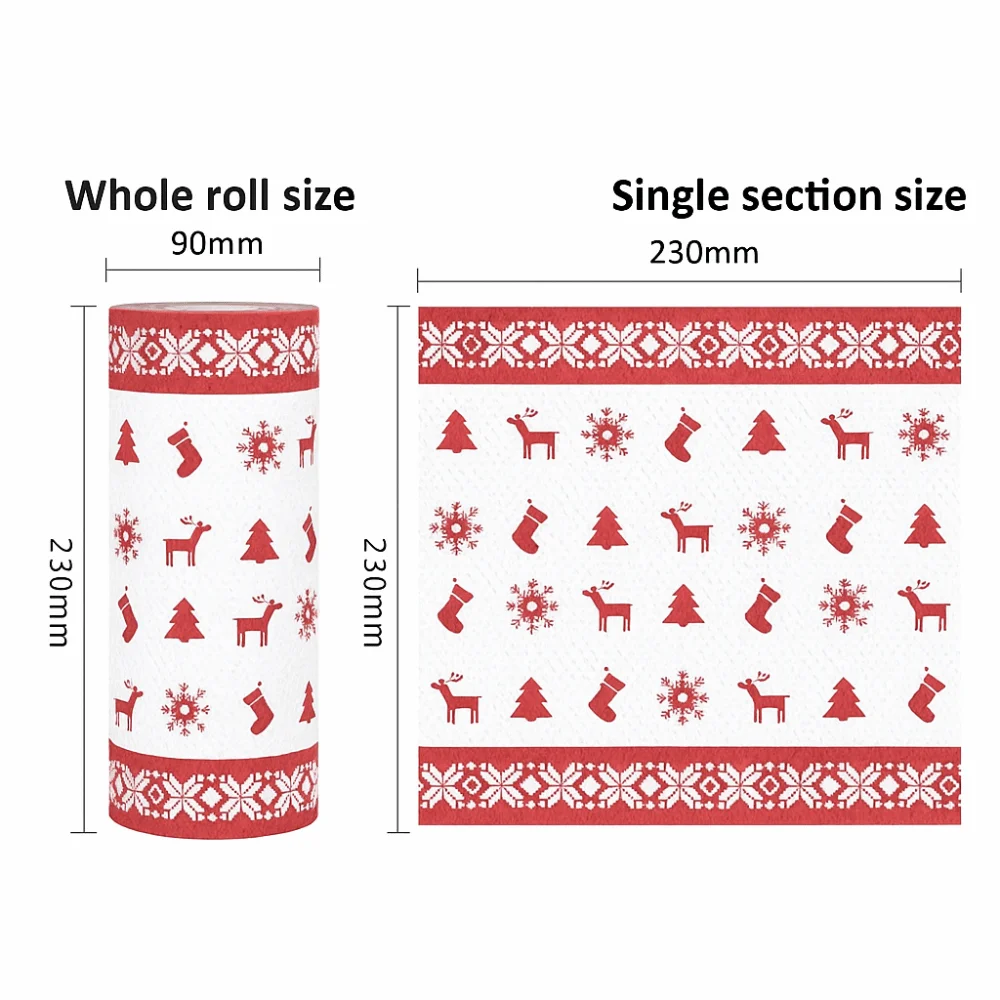 ورق مطبخ عيد الميلاد القابل للتصرف سميك ثلاث طبقات رطب جاف ثنائي الاستخدام مناشف ورقية لعيد الميلاد ورق لف منزلي #6