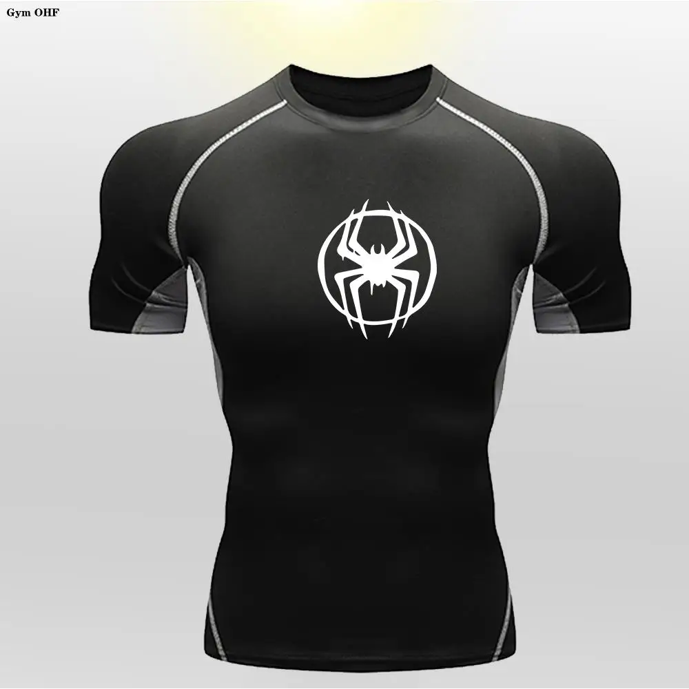 Children Spider Print Compression Shirt Kids Quick Dry T-Shirt Gym Running Jersey Breathable Short Sleeve Jiu-Jitsu Tees Legging