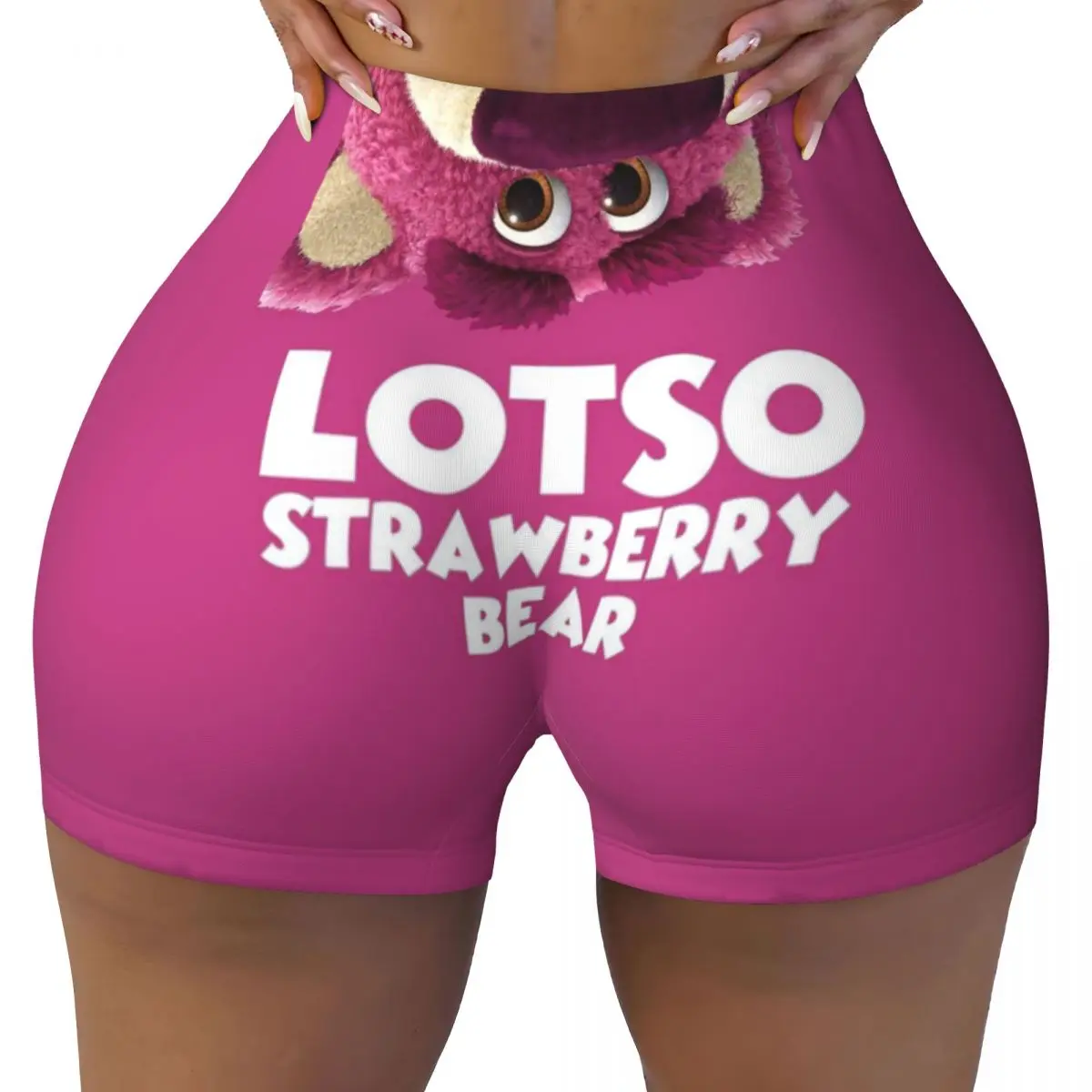 Custom Strawberry Bear Lotso Running Volleyball Workout Shorts Women Gym Athletic Yoga Shorts