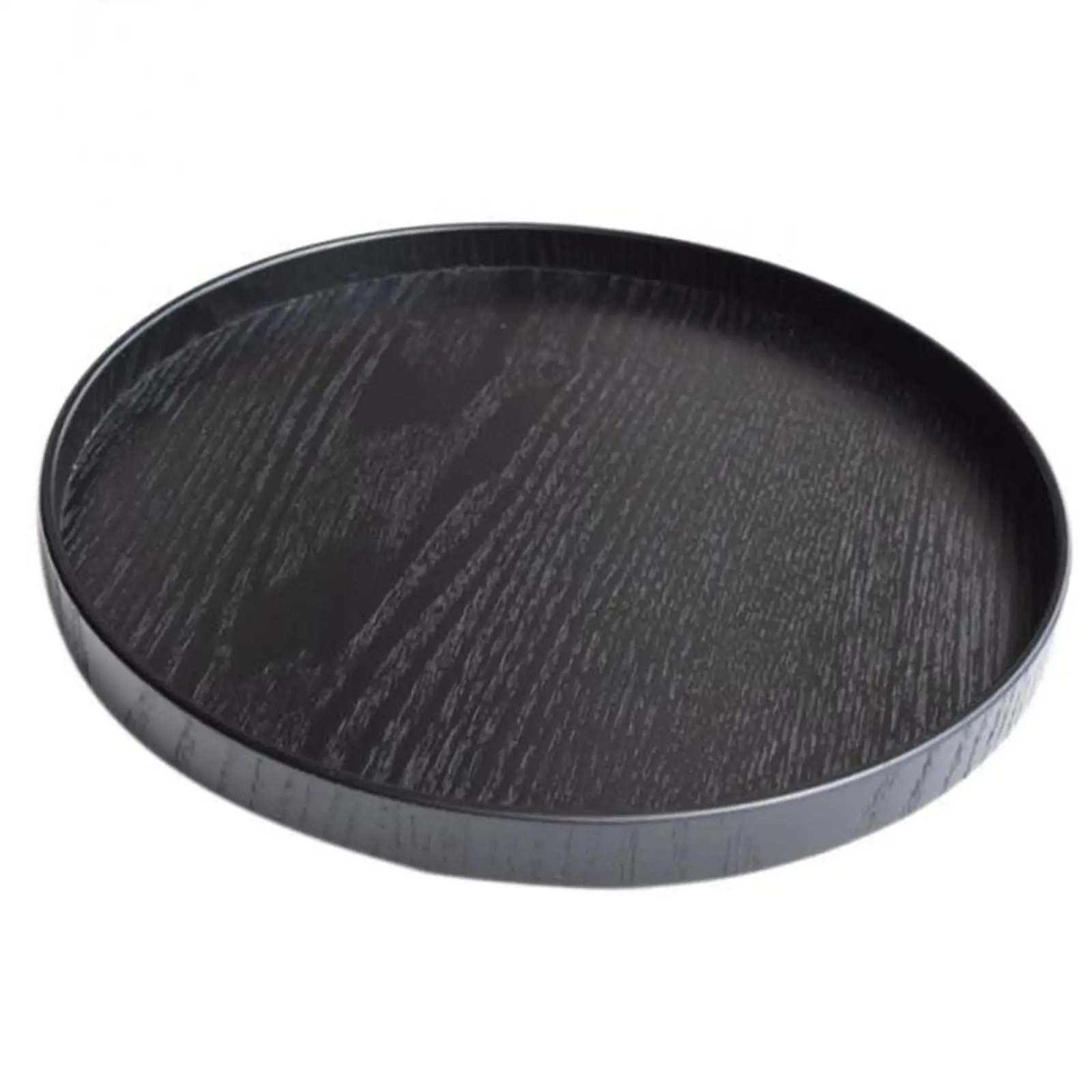 Round Wooden Plate Food Snack Serving Trays Salad Bowl Platter Black 21/24//2730cm