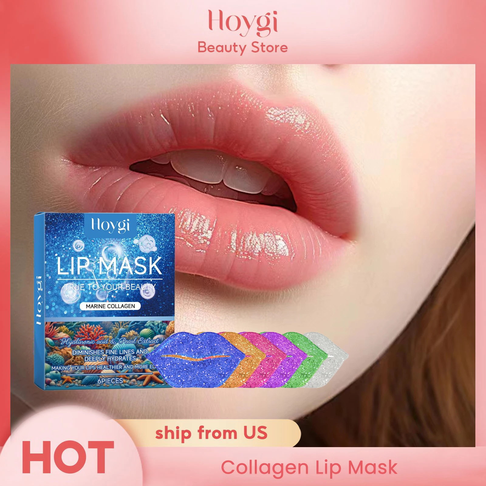 Hoygi Collagen Lip Mask Fade Lip Lines Smooth and Tender Anti-Dry Cracked Dead Skin Hydration Moisturizing Care Lip Film Patch