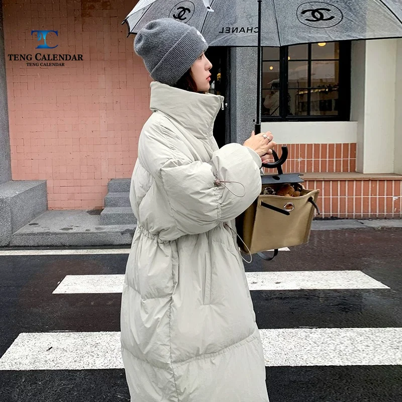 Winter Mid Length Down Jacket, Niche Style Waist Cinching Loose Thick Neck Bread Jacket, 2026 Women's New Style