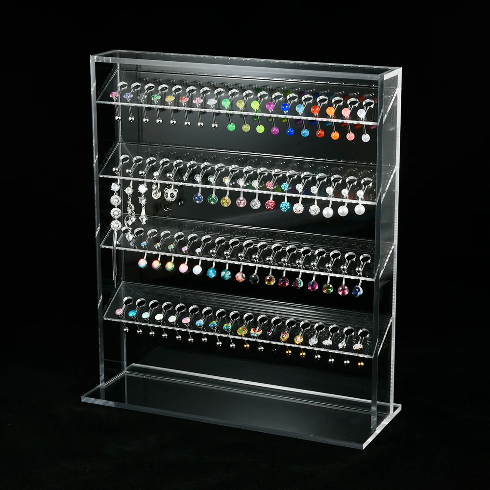 1 stücke Klar Acryl 72 Löcher 4 Schichten Starke Display-ständer Ohrring Bauchnabel Ring Lip Zunge Körper Piercing schmuck Solide Stehen – Detail 6
