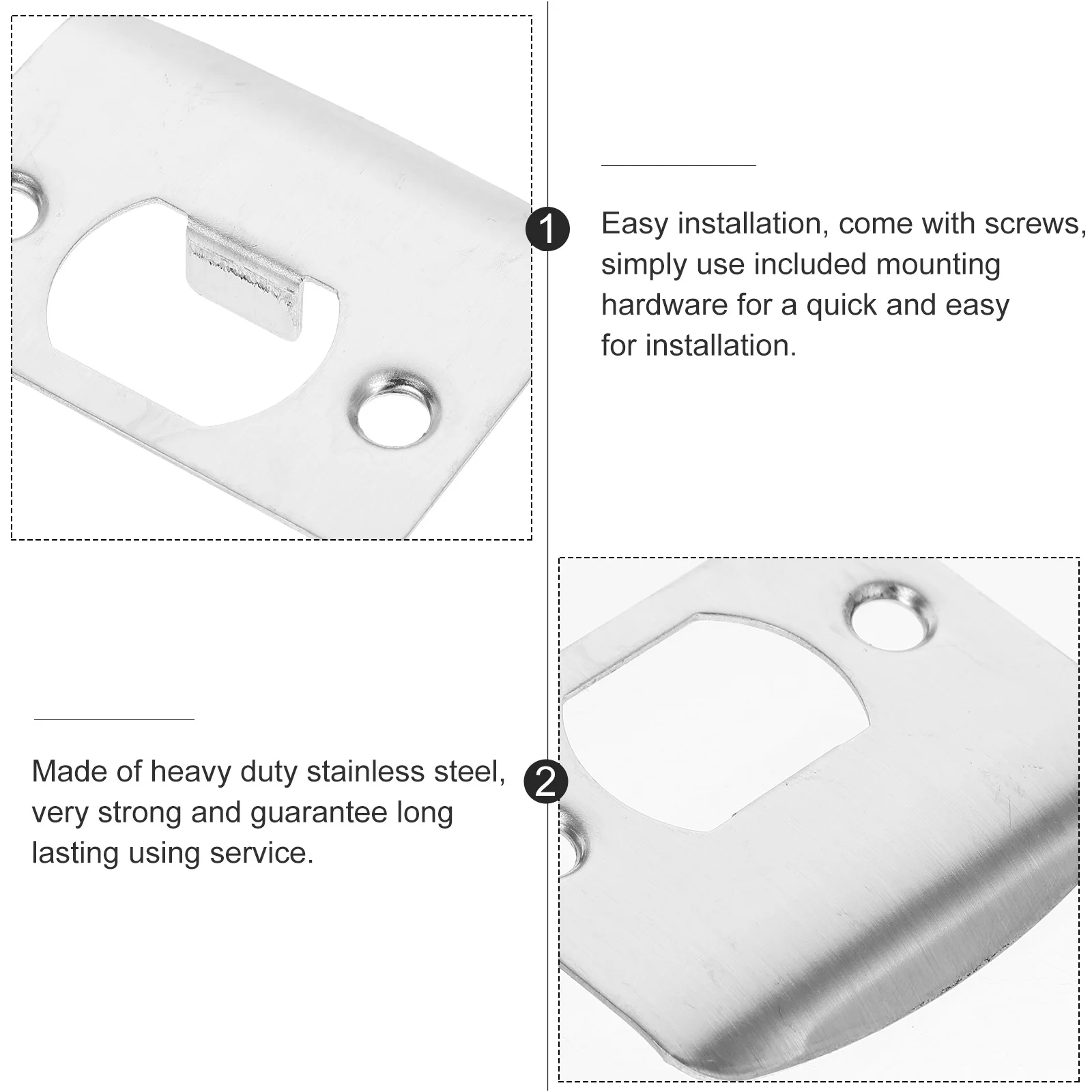 

2 Sets Stainless Steel Deadbolt Strike Plates Reinforcement Security Plates Lock Tongue Buckle Hole Filler Door Cover for Wood
