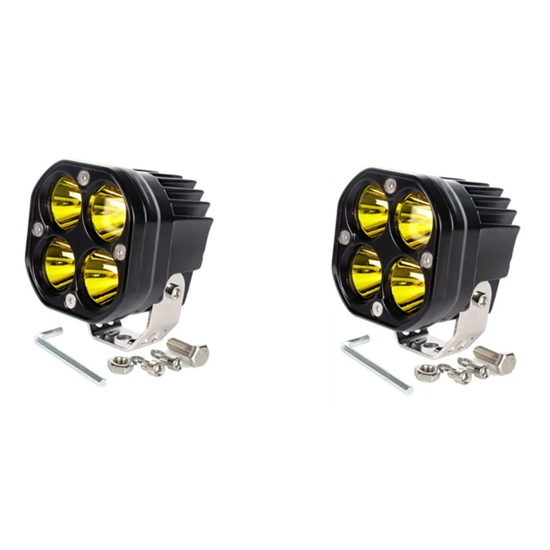 

2Pcs 3 Inch Square Work Light LED40W Motorcycle Spotlight Off-Road Modified Car Light Yellow Light Spotlight