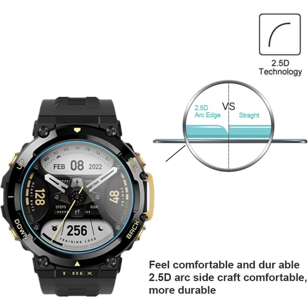 BEHUA قسط الزجاج المقسى واقي للشاشة السينمائي ل Huami Amazfit T-Rex2 ساعة ذكية المضادة للخدش تغطية الفيلم الملحقات