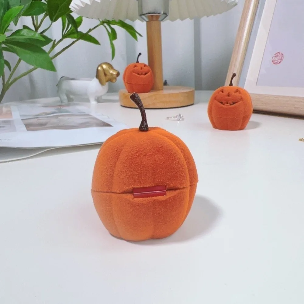 الإبداعية الزفاف هالوين صندوق مجوهرات تخزين المضادة للتصادم اليقطين خواتم صندوق صغير البرتقال الفانيلا مجوهرات المنظم الأزواج