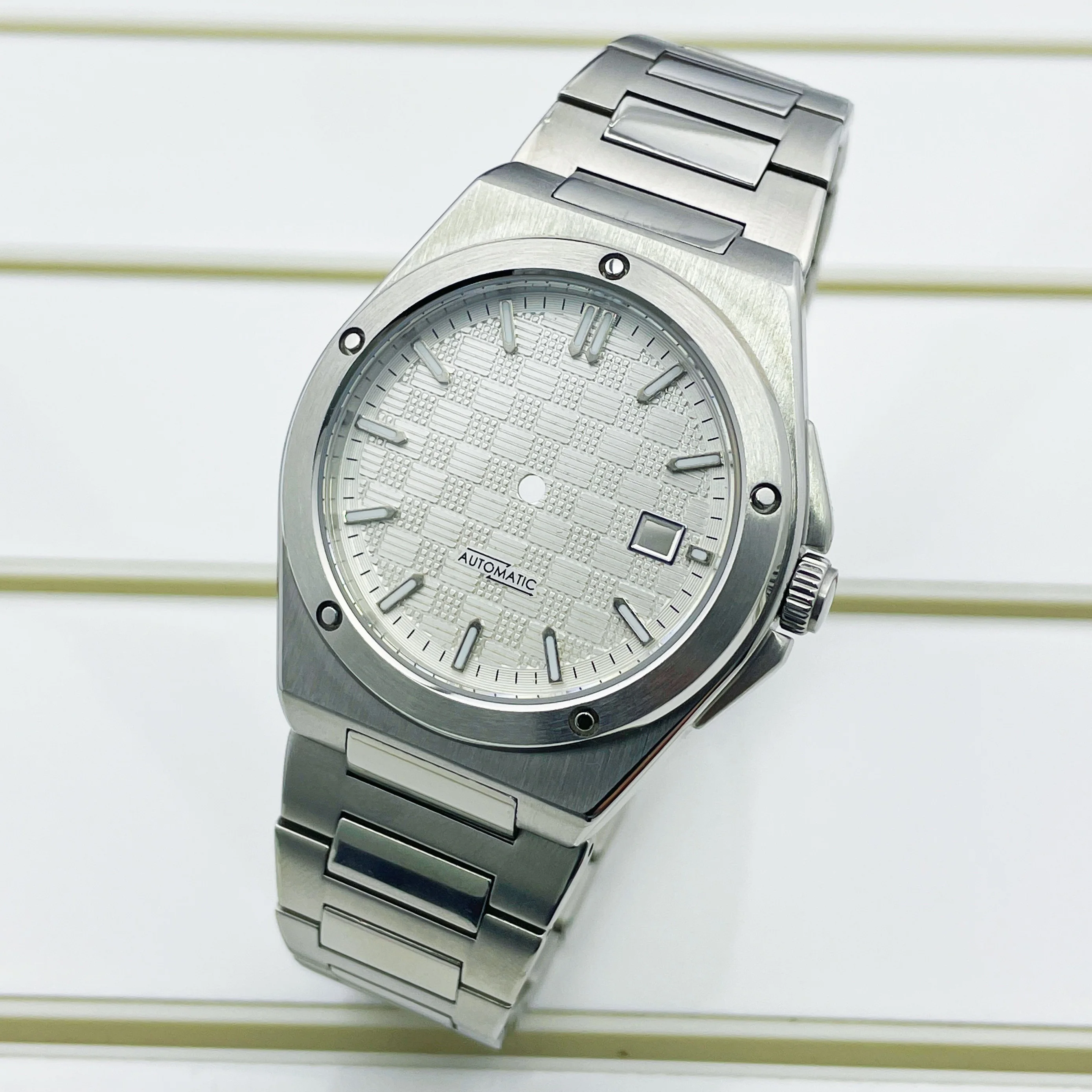 8215-case-and-strap-385mm-silver-case-with-dial-compatible-with-8215-st1612-movement-watch-components-repair-and-replacemen