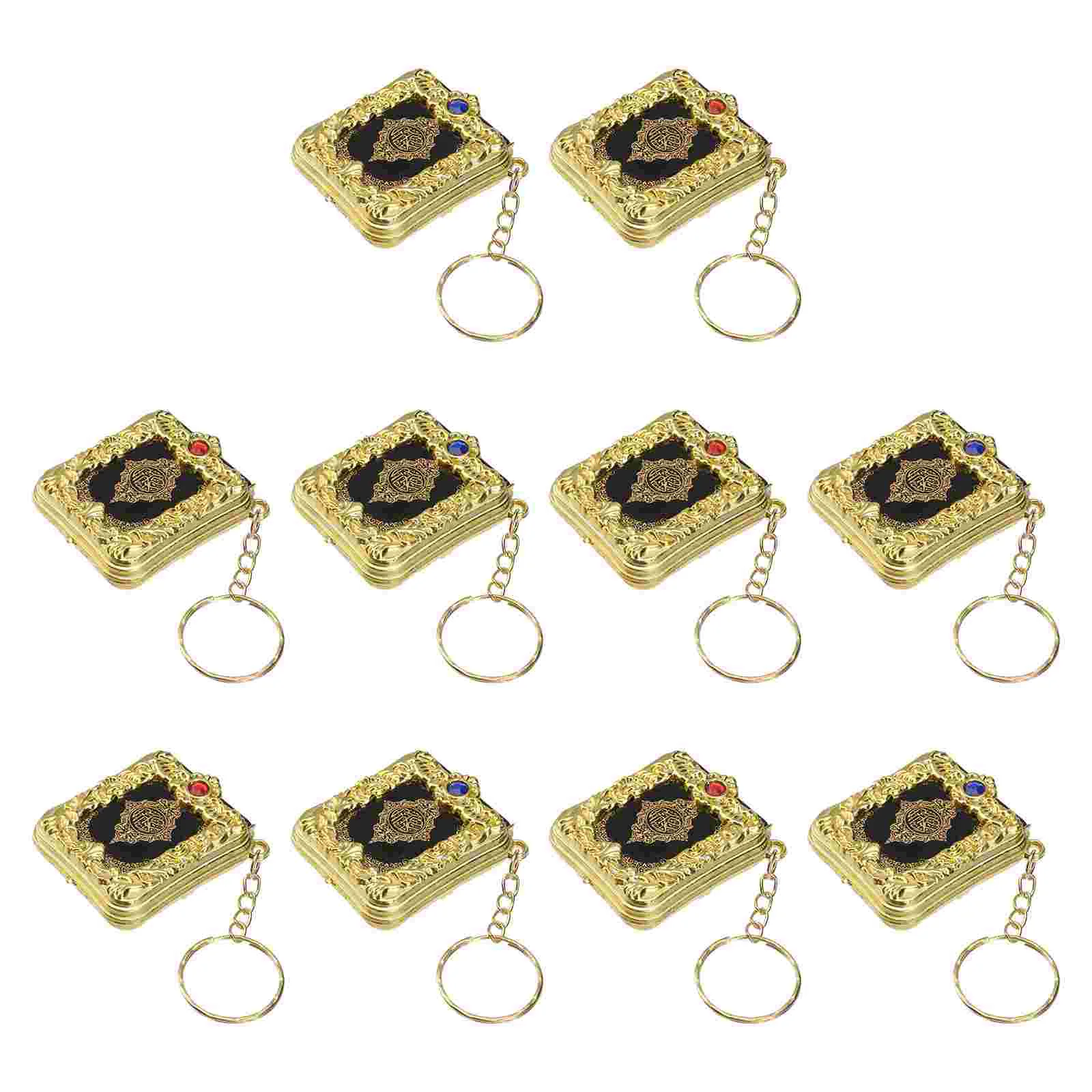 10 Pcs Rhinestone Keychain Religious Pendant Quran Koran Books Pendants The Ring