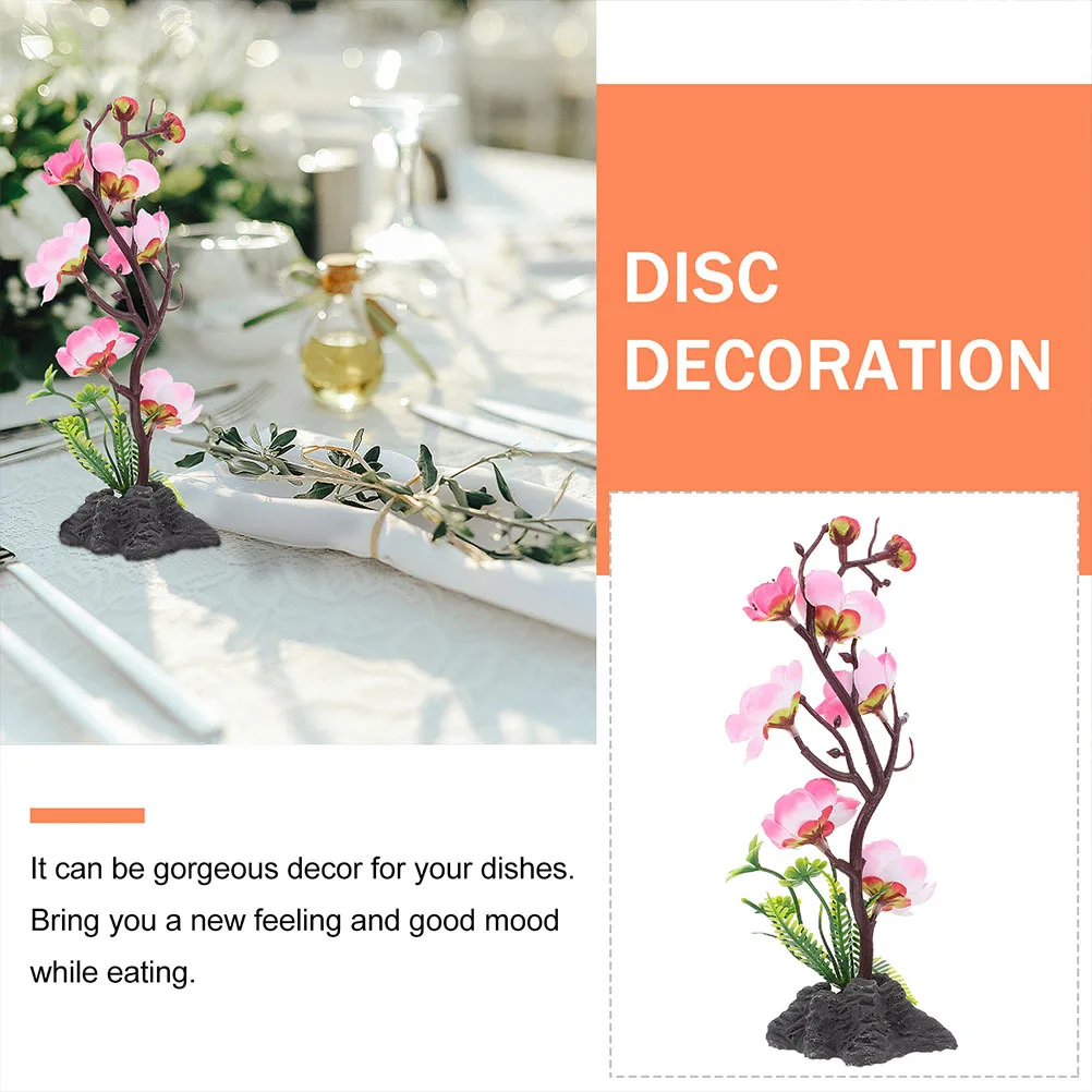 

3Pcs Simulation Flower Decor Delicate Sashimi Serving Plate Ornament Lifelike Green Plant Dish Adornment for Japanese Cold Dish
