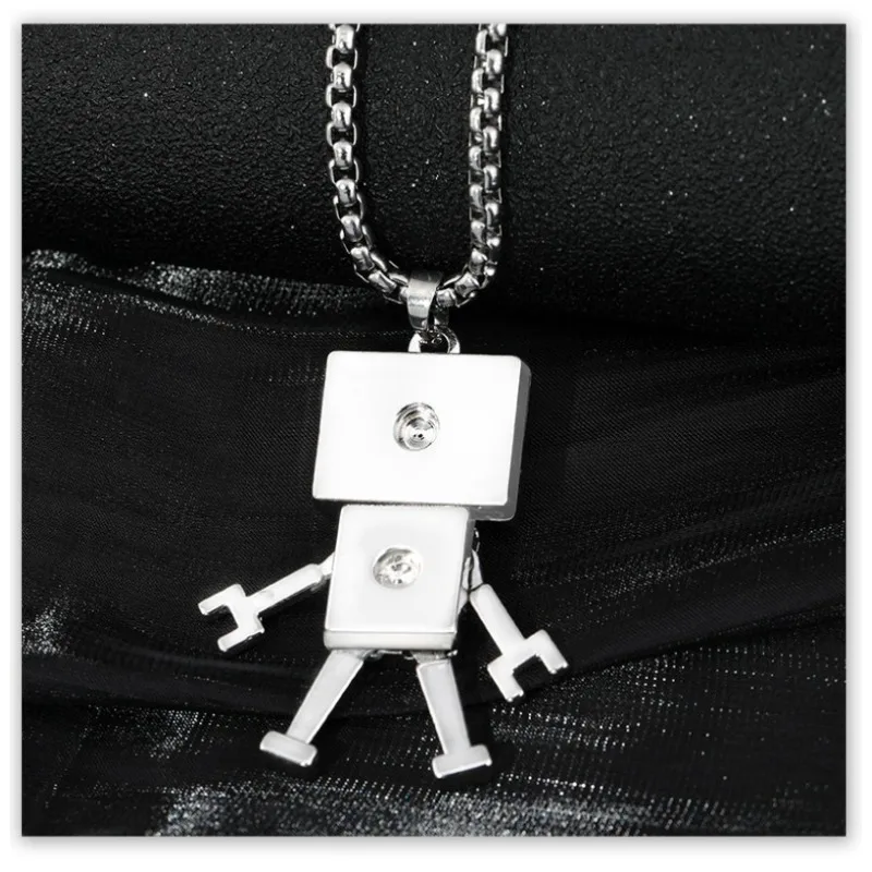 Collana in acciaio al titanio con robot da costruzione, ciondolo da discoteca personalizzato con tendenza stradale