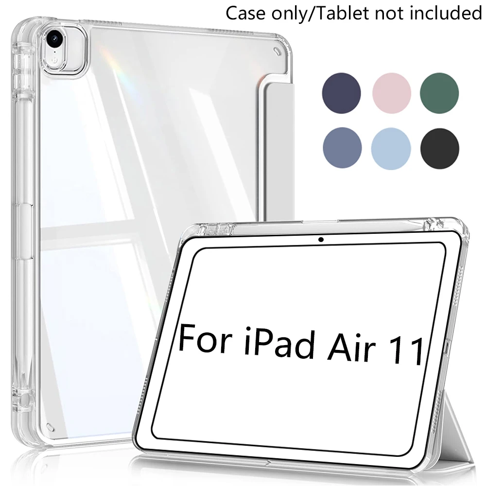 Hülle für iPad Air 11 Zoll M4 2026/M3 2025/M2 2024, iPad Air 5./4. Generation 10,9 Zoll 2022/2020, Acryl-Abdeckung mit Stifthalter