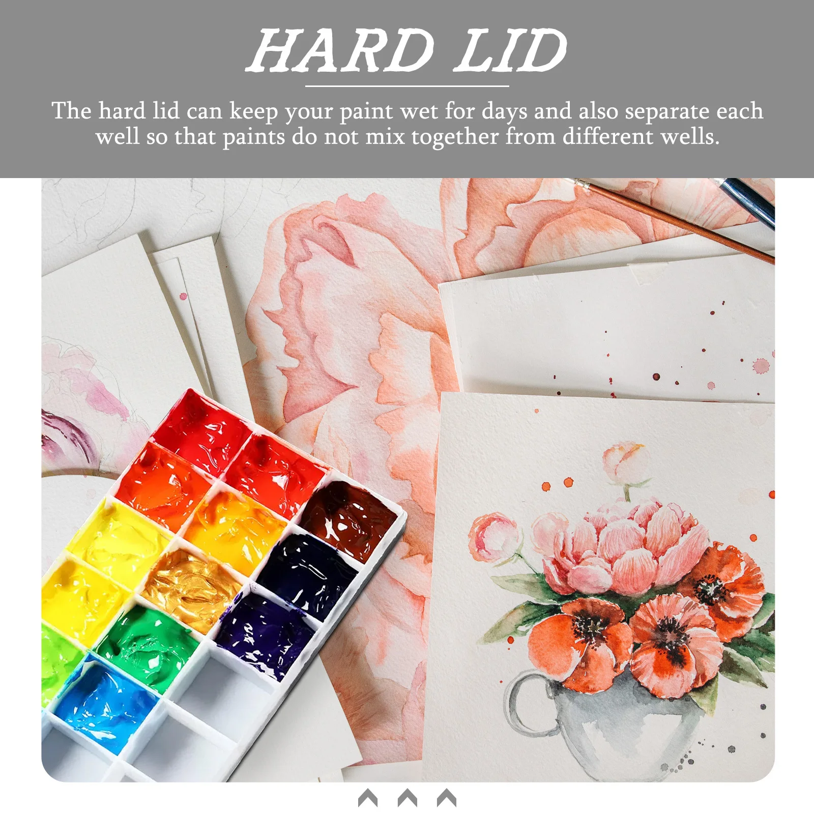 

24 Grids Paint Box Thick Plastic Waterproof Case For Watercolor Gouache Acrylic Oil Painting Sealed Storage Container