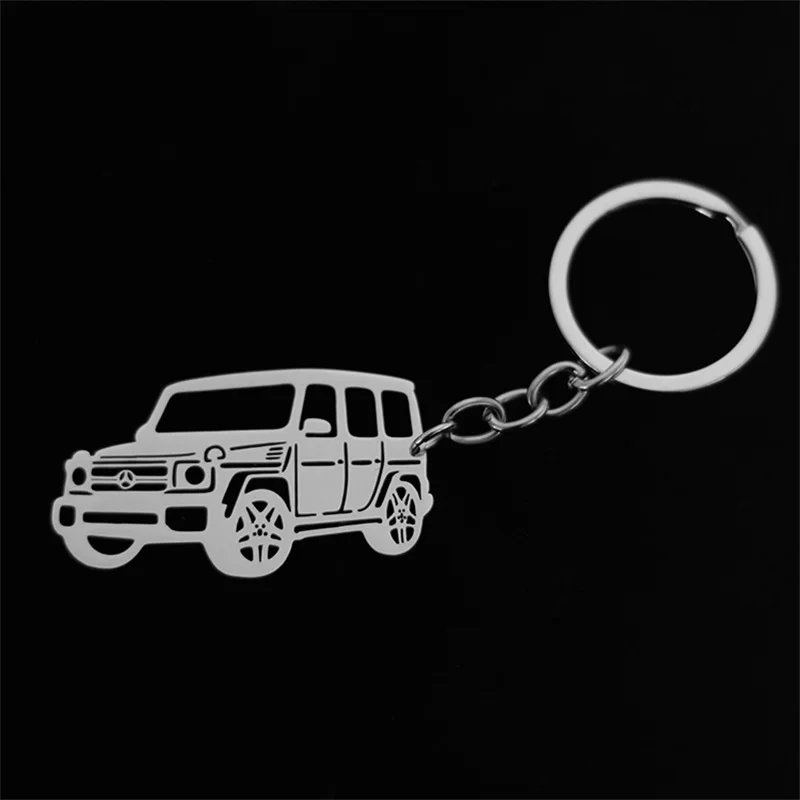 Stainless steel personality hollow Jeep car model pendant keychain Key chain jewelry