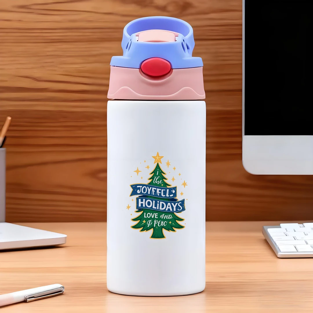 304 stainless steel thermal cup + Custom Christmas tree sticker + Children's straw cup + JOYFUL HOLIDAYS festive gift