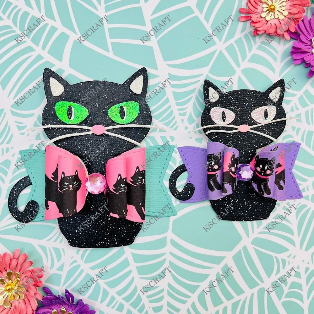 KSCRAFT Black Cat Bows Cutting Dies Stencils for DIY Scrapbooking Decorative Embossing DIY Paper Cards