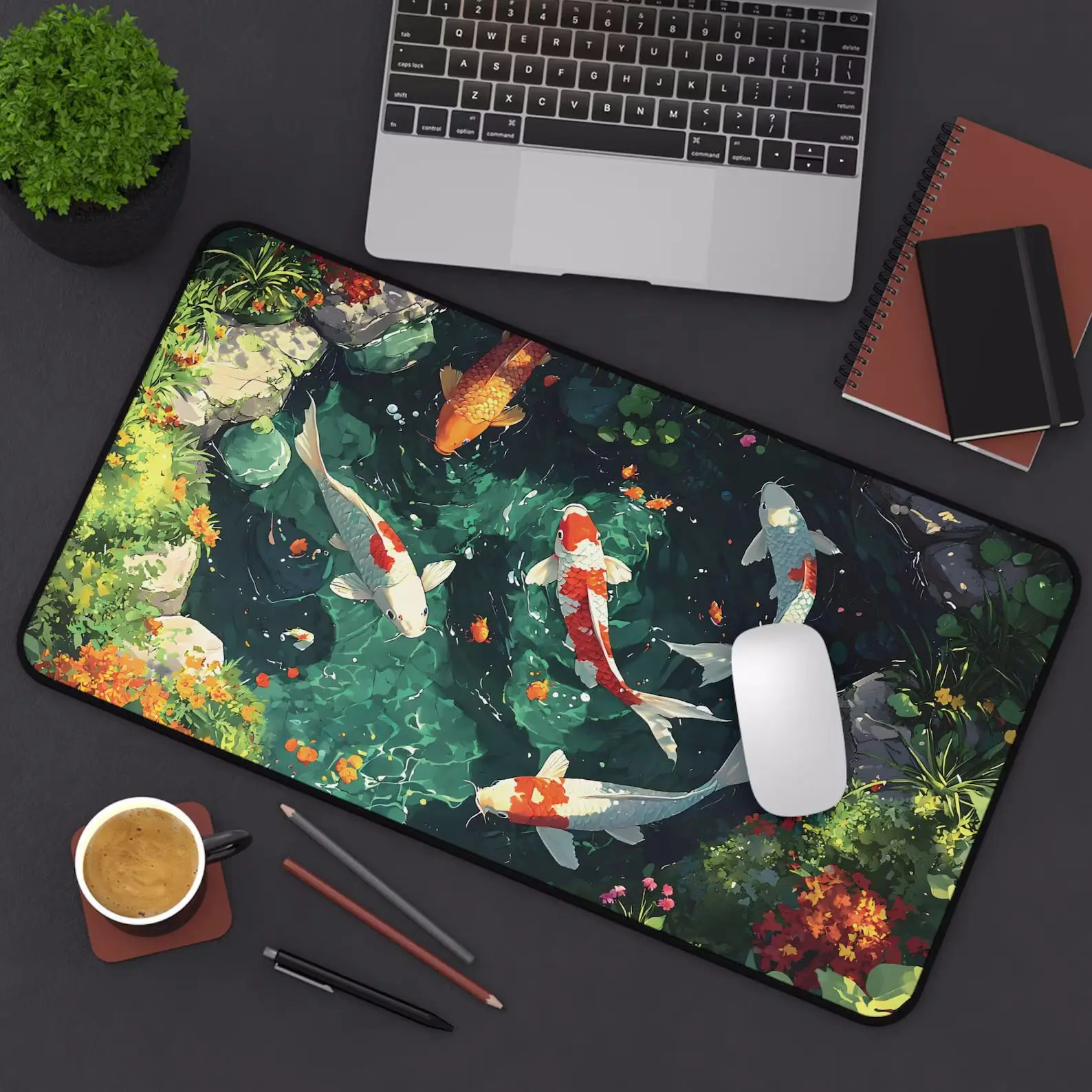 Kawaii Koi Fish Mousepad Gaming Desk Mat Japanese Pond Extended Xxl Mouse Pad Pc Gamer Keyboard Extra Large Keyboard Mouse Mats