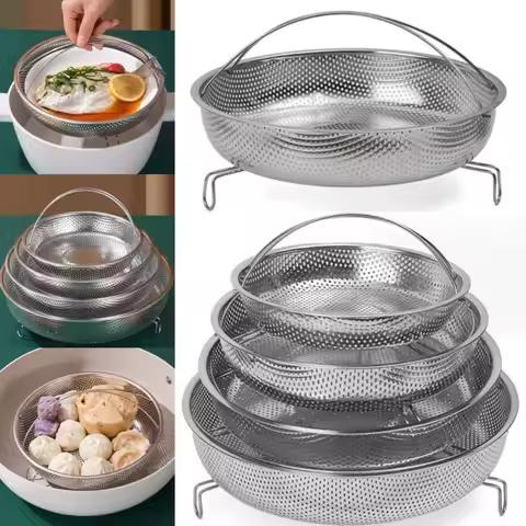 Stainless Steel Steamer Foldable Steam Cooking Utensil Steaming Tray with Handle Steaming Grid Cookware