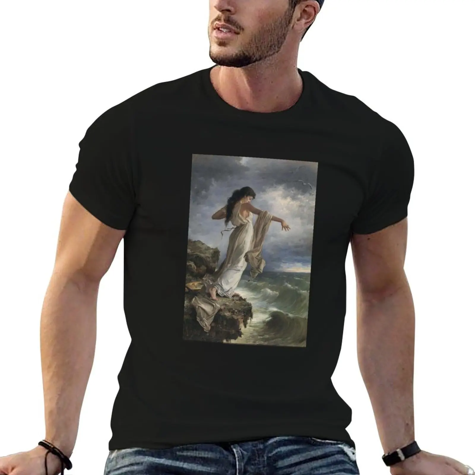 Camiseta Death of Sappho de Miguel Carbonell Selva, camisetas divertidas de algodón, camisetas de algodón para hombre, camisetas de algodón