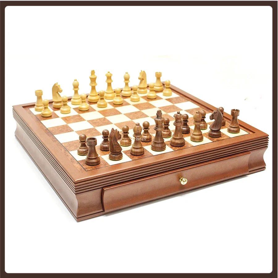 Professional Chess Kit Luxury Wooden 17 Inches Educational Child Games Retro Medieval Chess Echec Jeu Family Friends Game