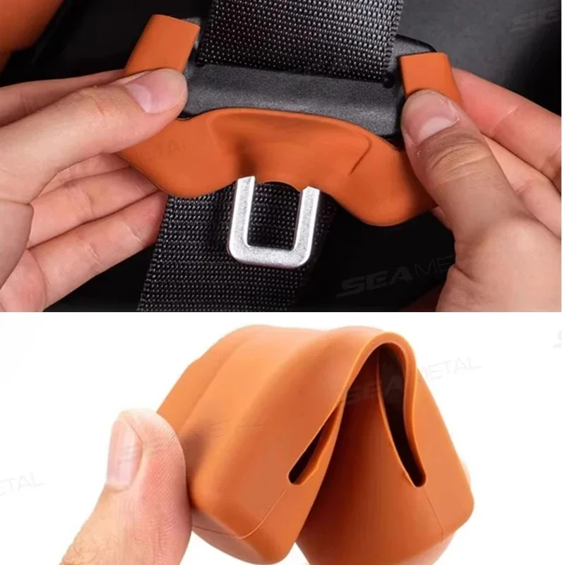 2Pcs Universal Silicone Seat Belt Buckle Sleeve Anti‑Scratch Protector Cover Reduce Interior Collision Noise Car Interior Access