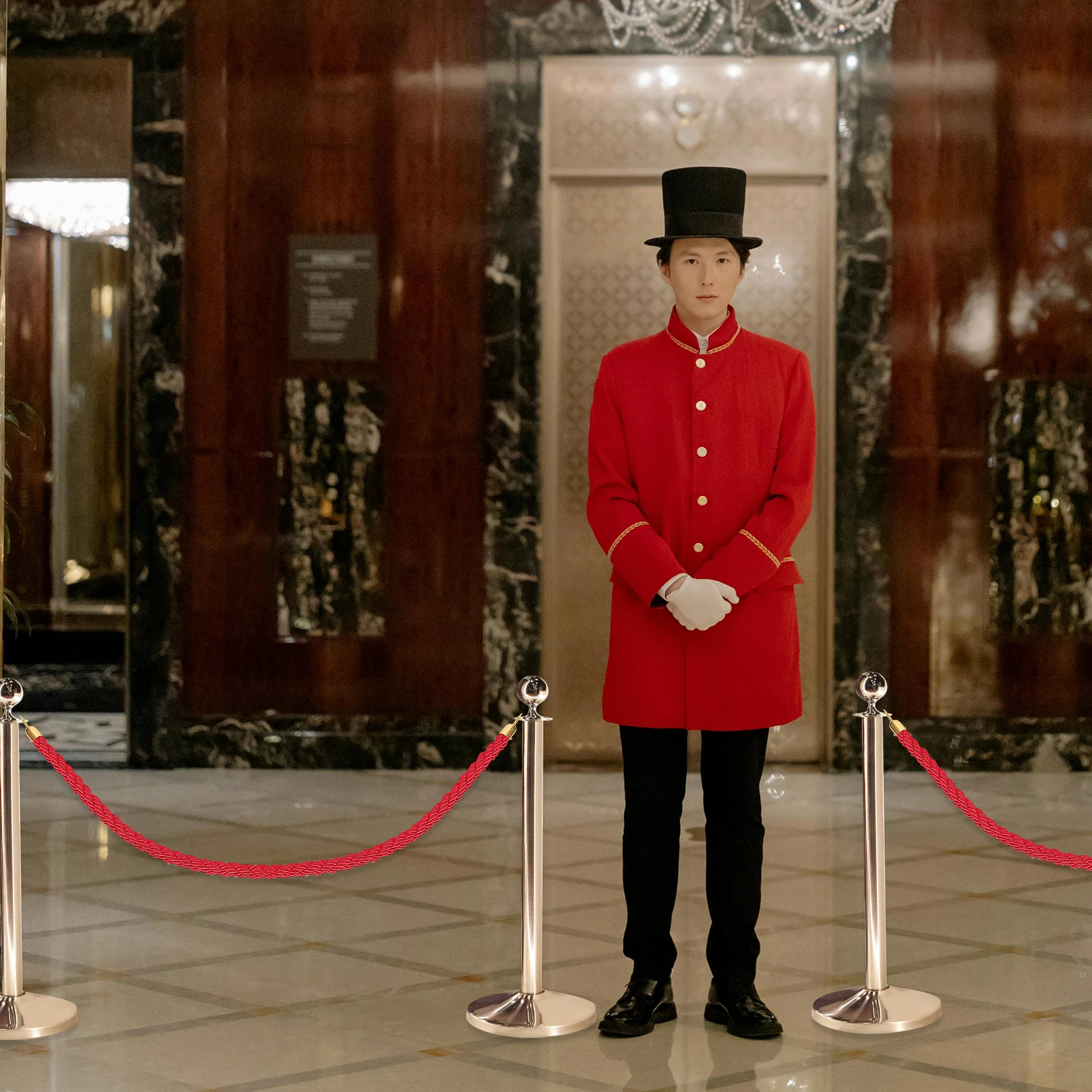 

Red Hemp Crowd Control Barrier Rope Stanchion Bar Lanyard for Museums Banks Events Isolation Belt Braided Heavy Duty