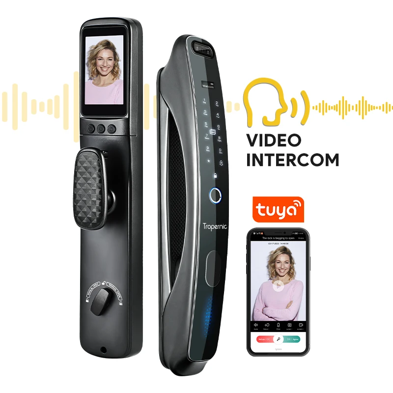 New Factory Price Home Security Tuya Digital 3D Face Recognition Biometric Safety Smart APP wifi Automatic door lock with Camera