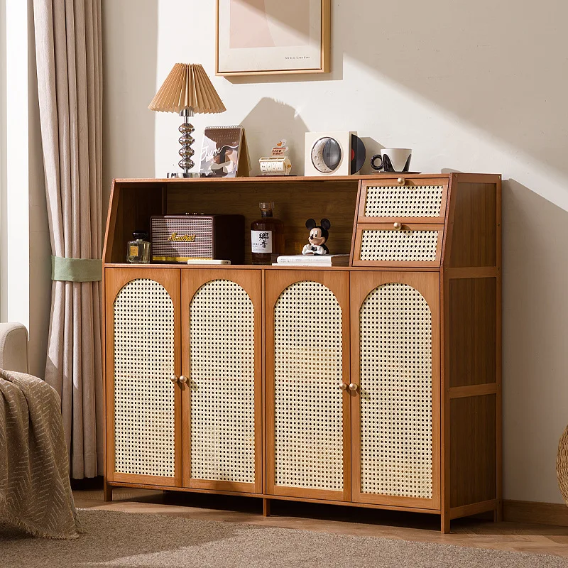 #Multi layer bamboo and wood dining cabinets wicker dust-proof storage cabinets