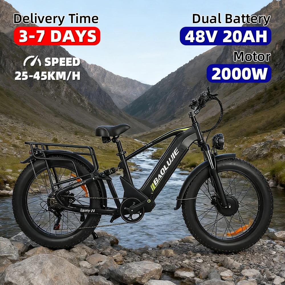 

24 inch electric snowmobile dual drive 2000W48V20AH lithium battery off-road electric mountain bike in stock in the United State