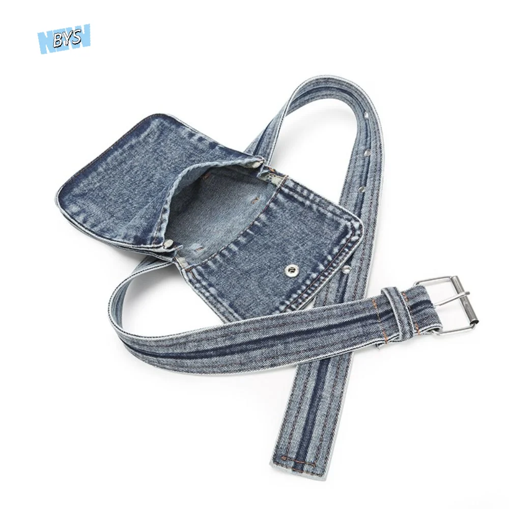 

Multifunctional Denim Belt Waist Bag Korean Style Portable Cowboy Chest Bag Lightweight Pouch Denim Crossbody Bag