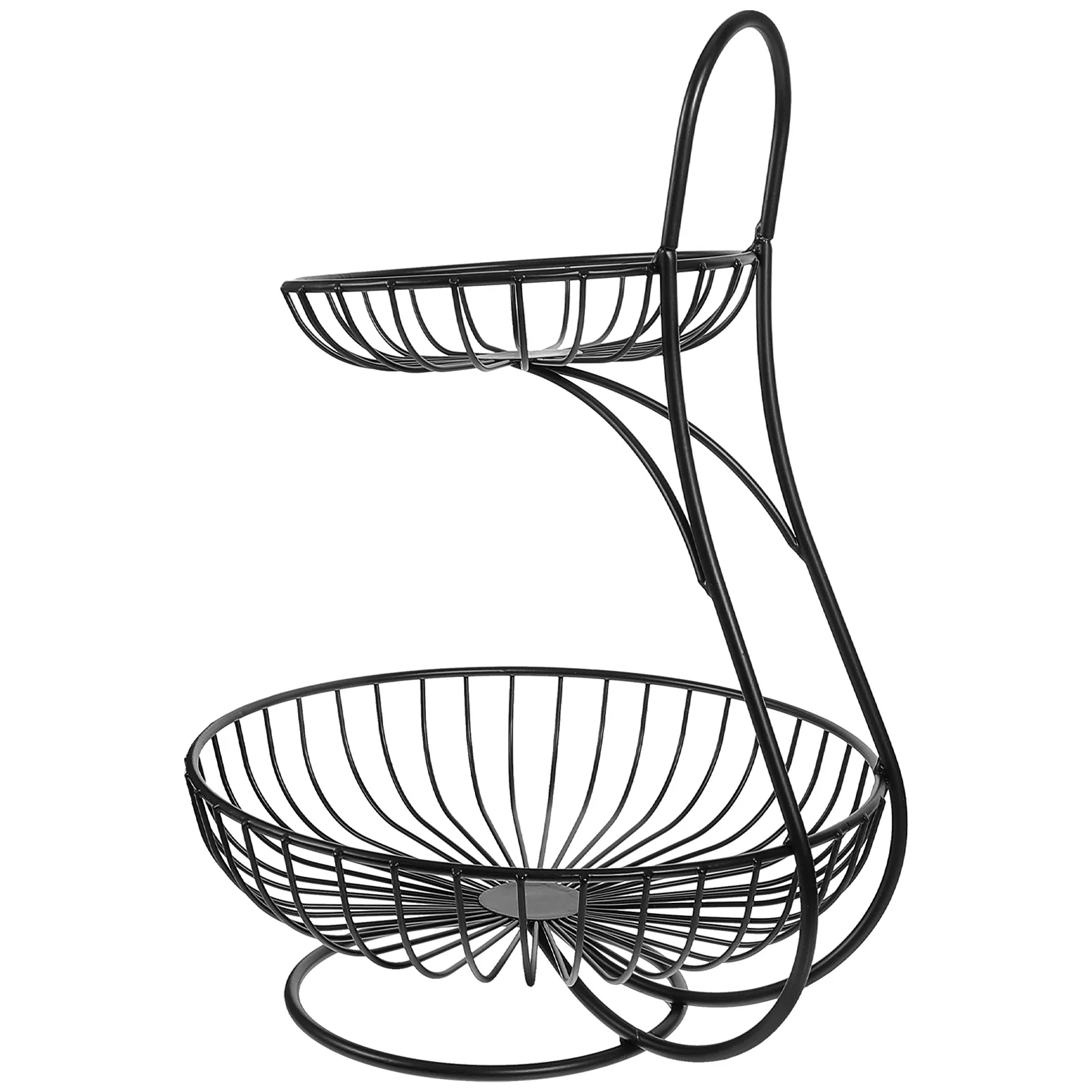 

1Pcs Iron Art Double Layers Storage Basket Metal Fruit Snack Basket Large Capacity Organizer Box for Kitchen Home Decor