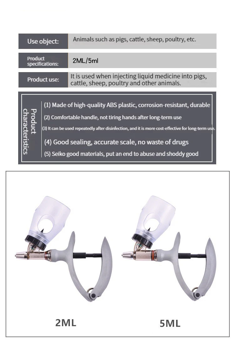 Factory Direct Sales High Quality Wholesale Price 2ml5ml Insert Bottle Animal Continuous Syringe Pig Beef Sheep Chick