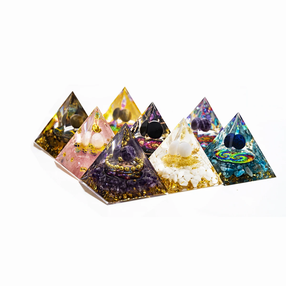 5cm/2inch Orgone Pyramid The Zodiac Pyramid Chakra Energy Healing Crystal Pyramid for Health Lucky Success Home Decor Gift