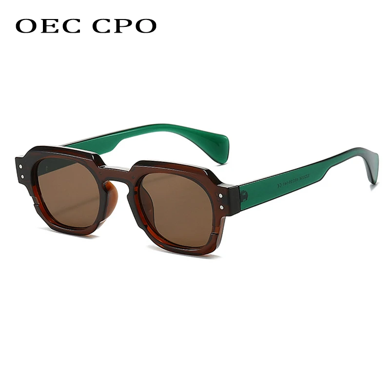 OEC CPO Fashion Square Sunglasses Women Retro Rivets Leopard Black Shades UV400 Sun Glasses Female Outdoor Punk Men Eyewear