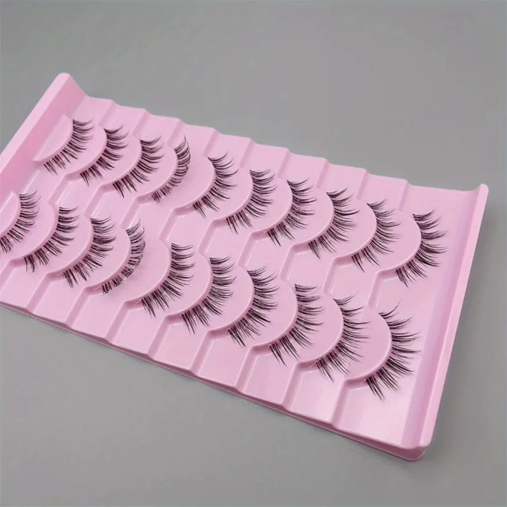 Ciglia naturali e delicate, ciglia finte con radici diverse, fascia trasparente, ciglia lunghe soffici, set di 10 paia di occhi