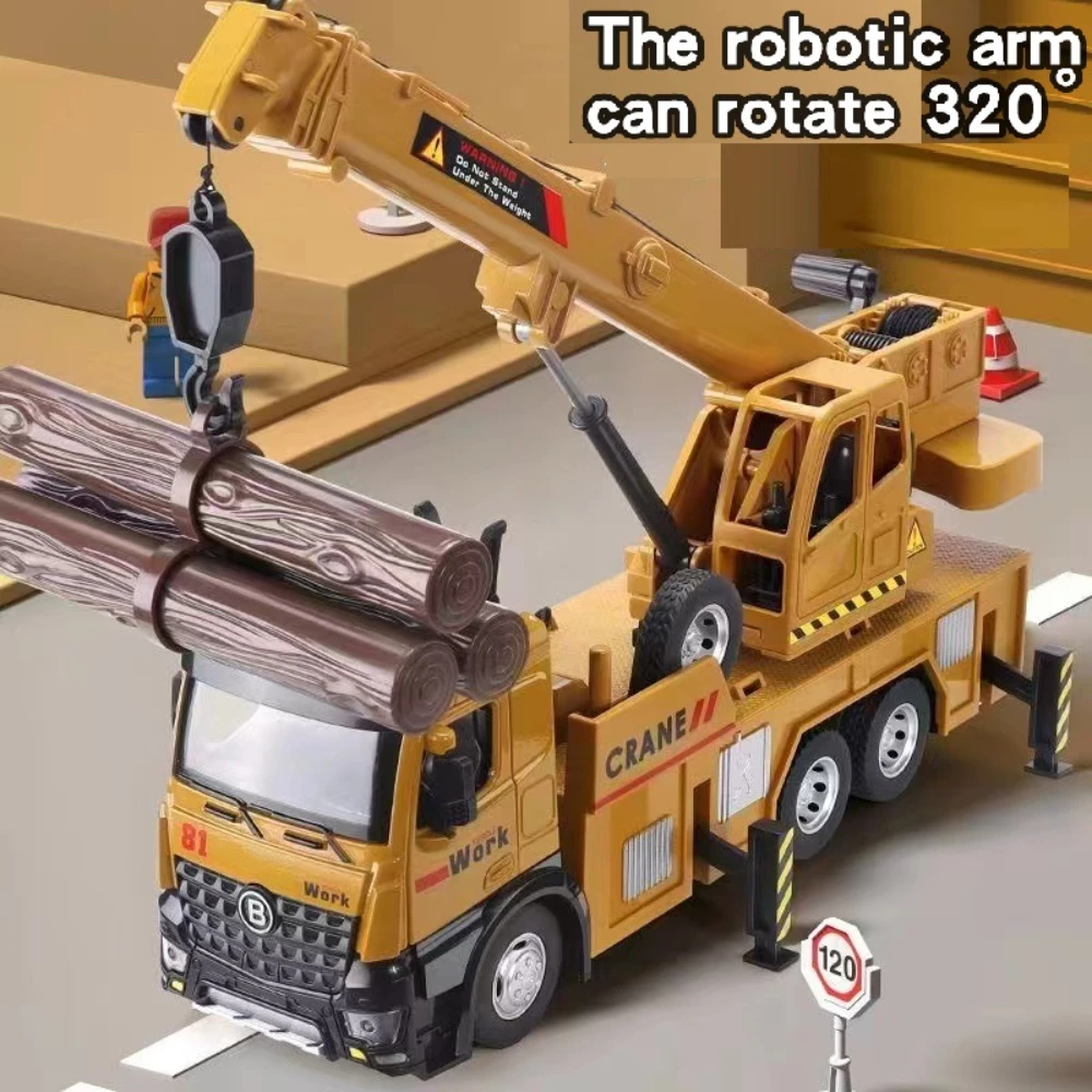 Large Truck Crane Engineering Vehicle Alloy Model Car Construction Toys Metal Diecast Toy Car Sound & Light Toys For Kids Gift