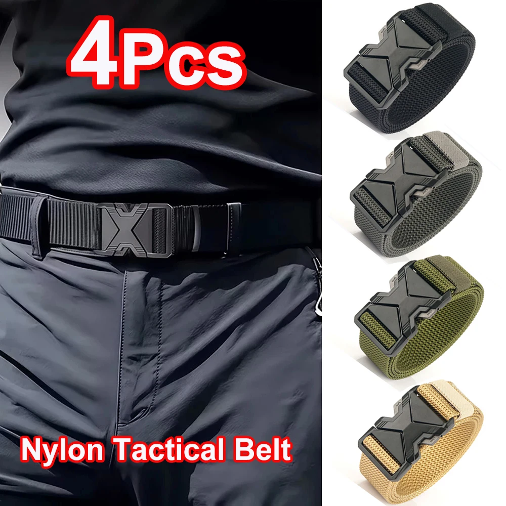Newest Automatic Buckle Belt Nylon Braided Lightweight Breathable Daily Men's Belt Canvas Tactical Waist Belt 125cm