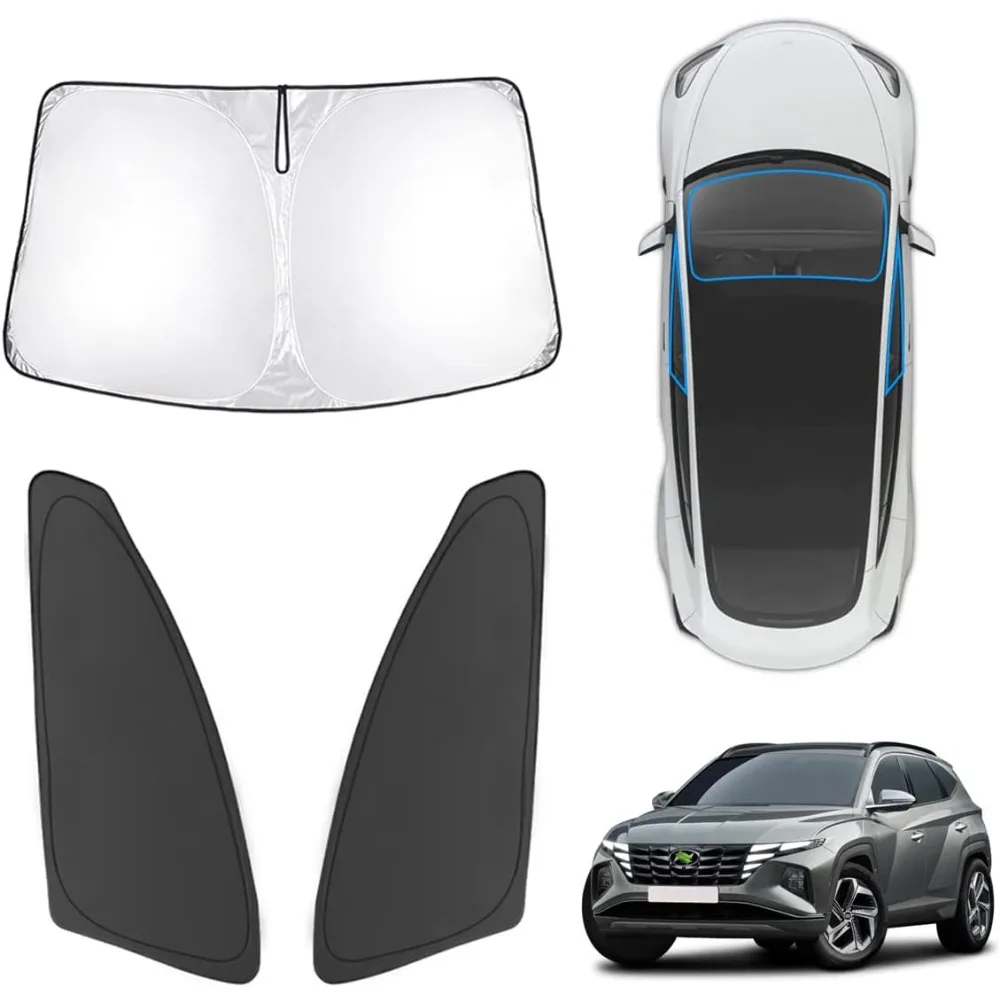 

3PCS Windshield Sun Shade for 2022-2025 2026 Hyundai Tucson, Front and Side Window Sunshade Cover Custom Fit Tucson, Foldable S
