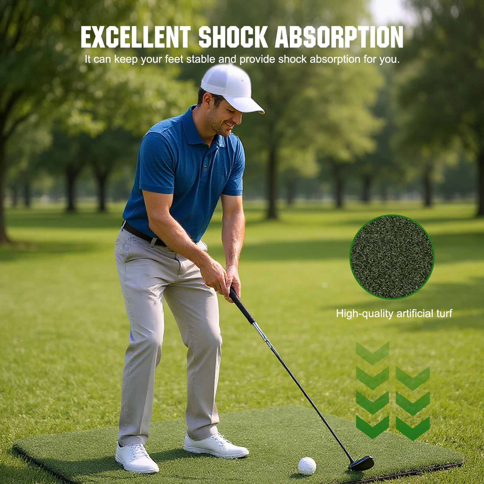 Estera para golpear Golf de doble césped, estera de entrenamiento de Swing de 5X5 pies, césped grueso para golpear Golf en interiores y exteriores, entrenamiento de Swing Chipping