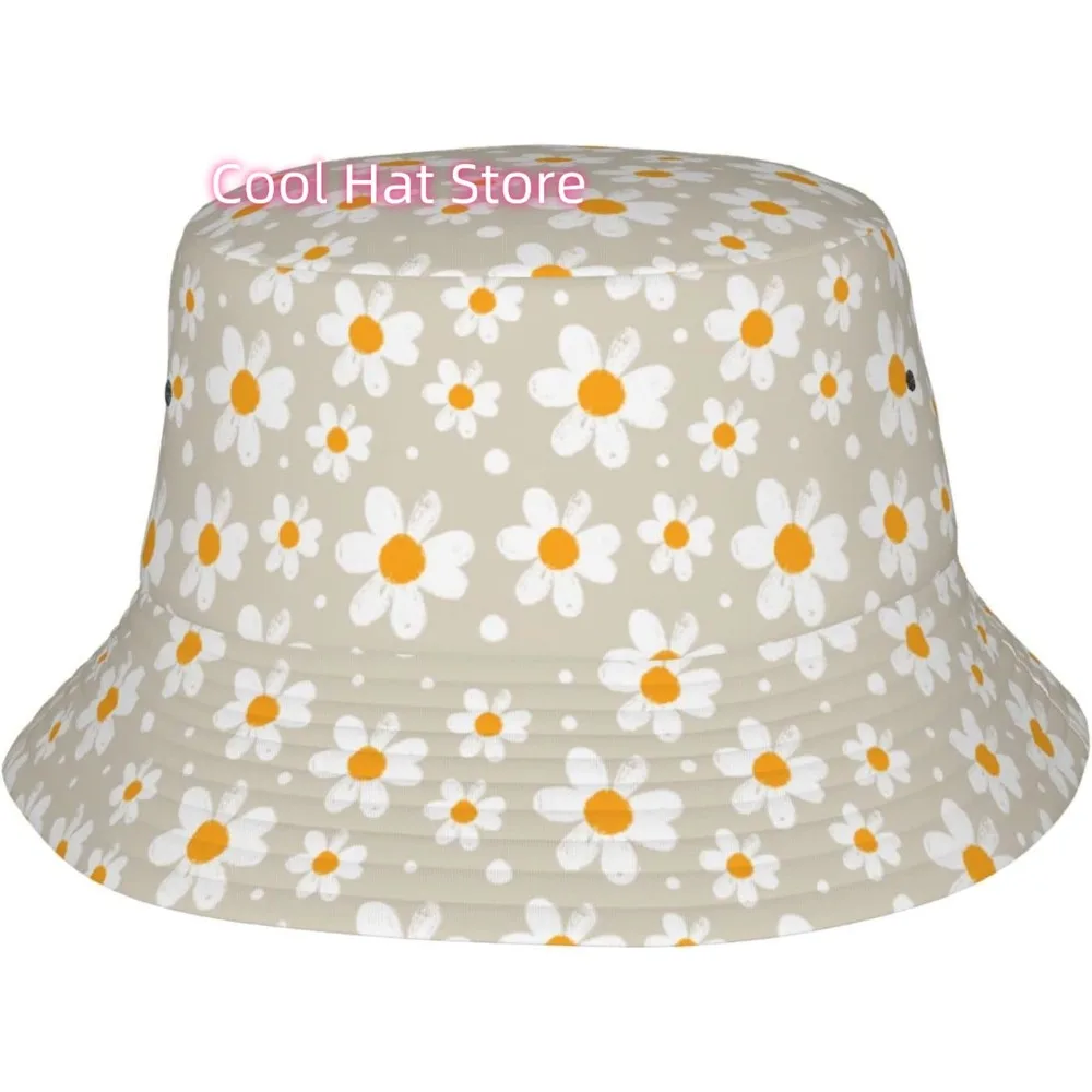 

Daisies Bucket Hat Summer Fisherman Cap Travel Sun Hat for Women and Men