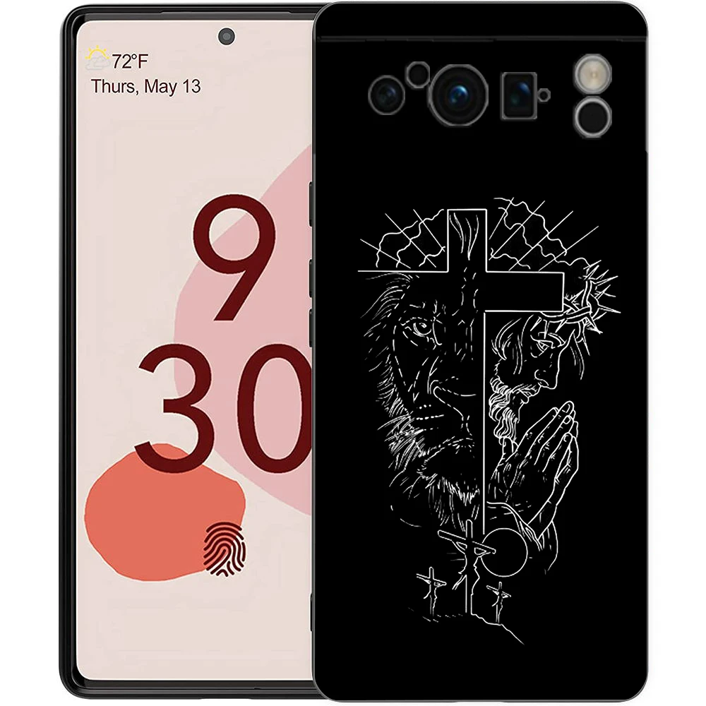 เคสโทรศัพท์ลายพระคัมภีร์คริสเตียน พระเยซู สำหรับ Google Pixel 10 9 8 7 6 Pro XL 9A 8A 6A 7A 5G เคสนิ่มกันกระแทก TPU สีดำ