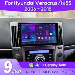 QSZN dla Hyundai Veracruz ix55 2006 -2015 2K QLED Radio samochodowe Android 13 multimedialny odtwarzacz wideo GPS AI Voice CarPlay 4G jednostka główna