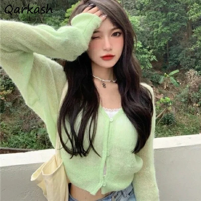 5 Colors Cardigan Women V-neck Long Sleeve Korean Style Solid Sweet Daily All-match Кардиган Женский Casual Spring Classic Chic