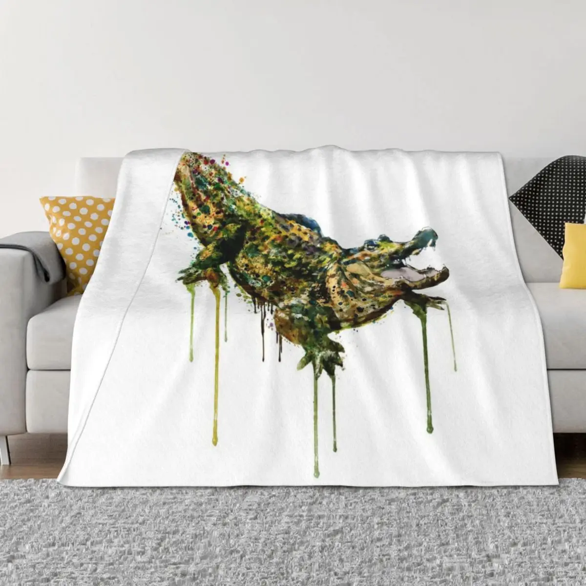 

Alligator watercolor painting Throw Blanket Luxury St Quilt Multi-Purpose Blankets
