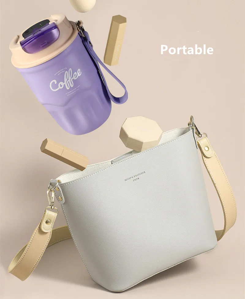 New Fashion 380ml/510ml Stainless Steel 316 Coffee Mug With Rope Portable Car Thermos Mug Vacuum Flask Travel Tumbler