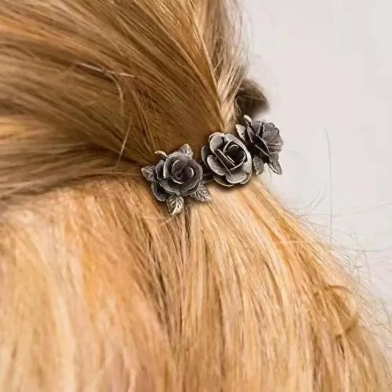 Fashion Woman Bronze Hair Clip Vintage Metal French Spring Barrette Girls Retro Side Clip Hairpins Hair Styling Accessories