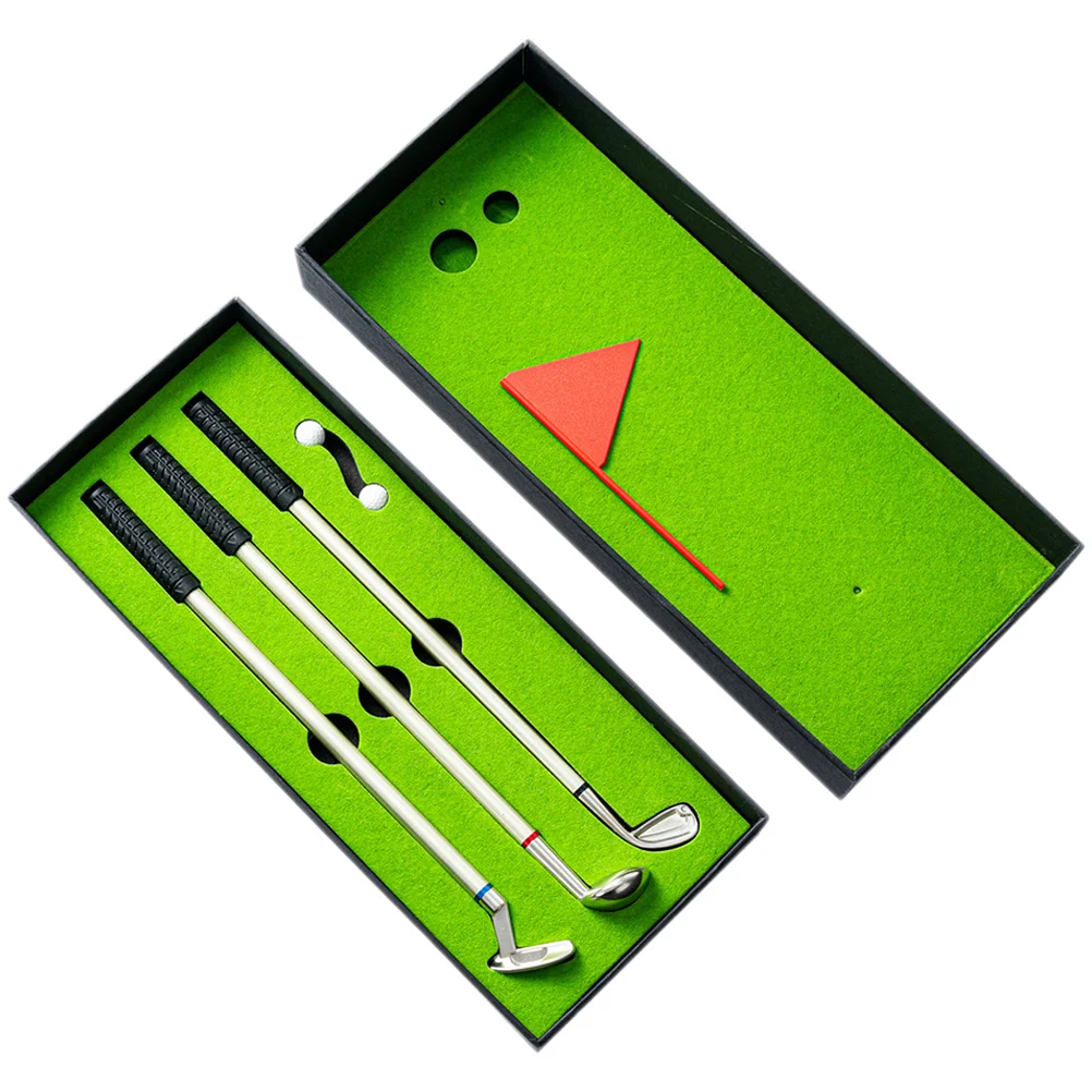 1 set di mazze da golf penna kit mazze da golf penna a sfera decorativa custodia regalo dimensioni compatte penne da golf da tavolo penne da golf da tavolo