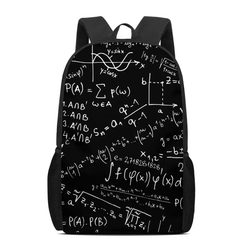 Mochila con patrón de matemáticas para niños y niñas, Bolsa Escolar ligera para libros, bolsa para portátil, mochila informal diaria para adolescentes