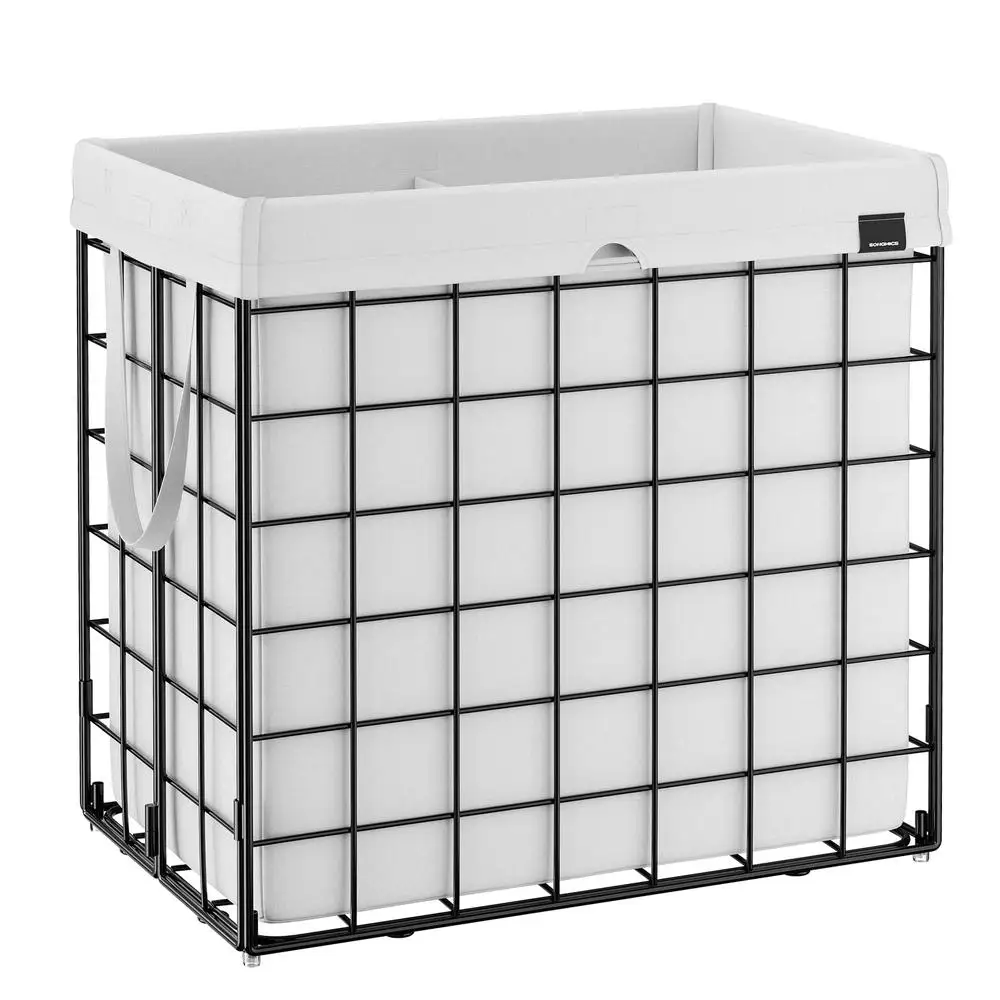 Cesto para Roupa suja 34,3 Gal. Cesto de roupas dobrável 130L, estrutura de fio de metal, fácil de mover, forro lavável, organizador de armazenamento de quarto